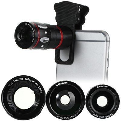 Excelvan Fashionable 4 in 1 Cat Style Clamp Camera Lens