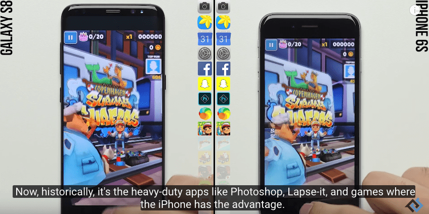 test comparativ Galaxy S8 vs iPhone 6